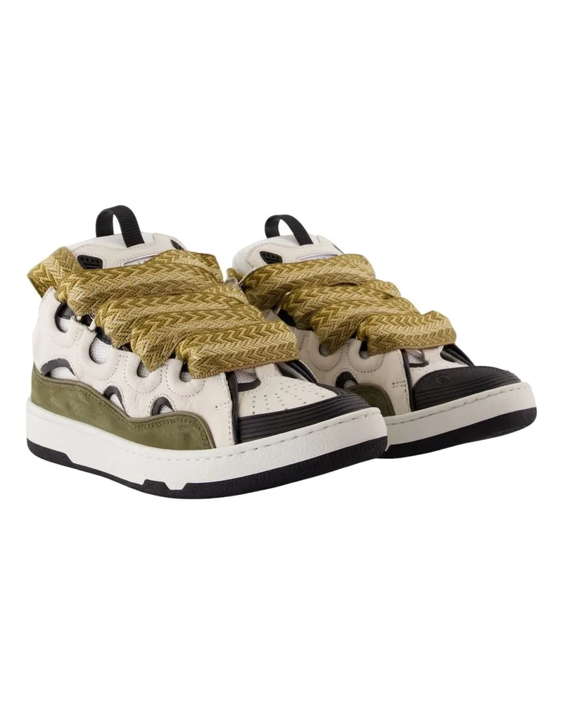 Lanvin Women's Curb Sneakers -  Synthetic White-Khaki Shoes White