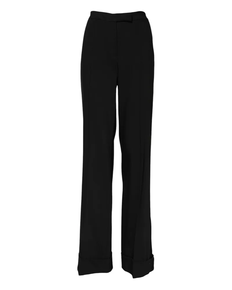 Dolce & Gabbana Women Black Wool High Waist Flared Pants Virgin Elastane Black