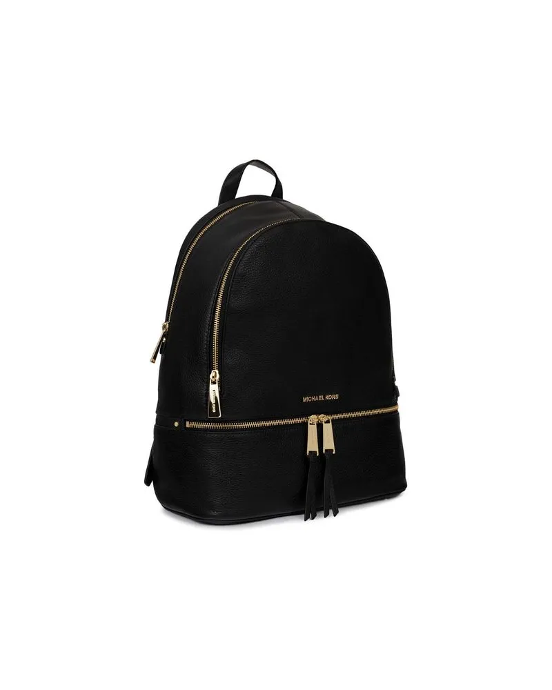 Michael Kors Rhea Zip Leather Backpack — Black Black