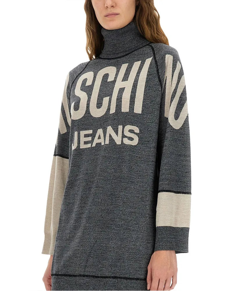 Moschino Virgin Wool Inlaid Dress — Gray Gray