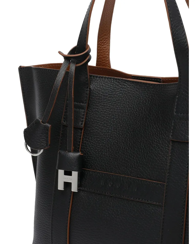 Hogan Grained Leather Tote Bag — Black Black