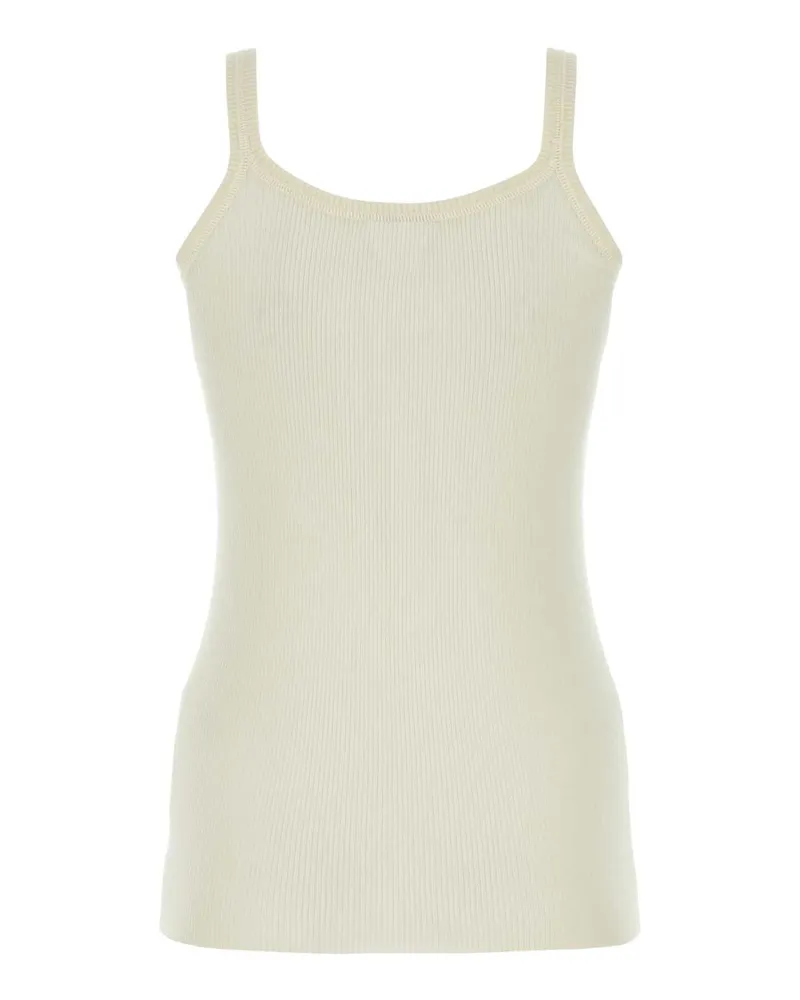 Bottega Veneta Women Wool Ribbed Tank Top Ivory Tops Ivory
