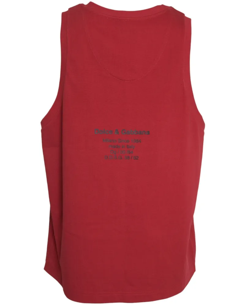Dolce & Gabbana Men's Red Leopard Print Sleeveless Tank T-Shirt Cotton Red