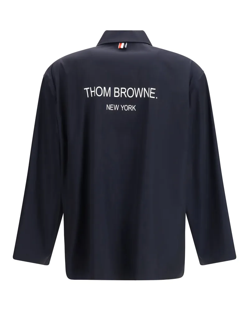 Thom Browne Men's Packable Logo Print Jacket Navy Polyester Navy