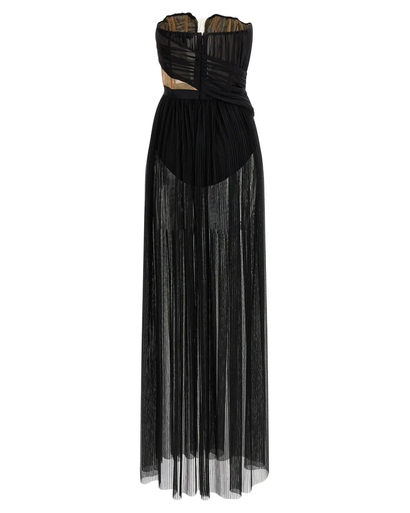 Nensi Dojaka Corsetto Draped Gown — Black Black