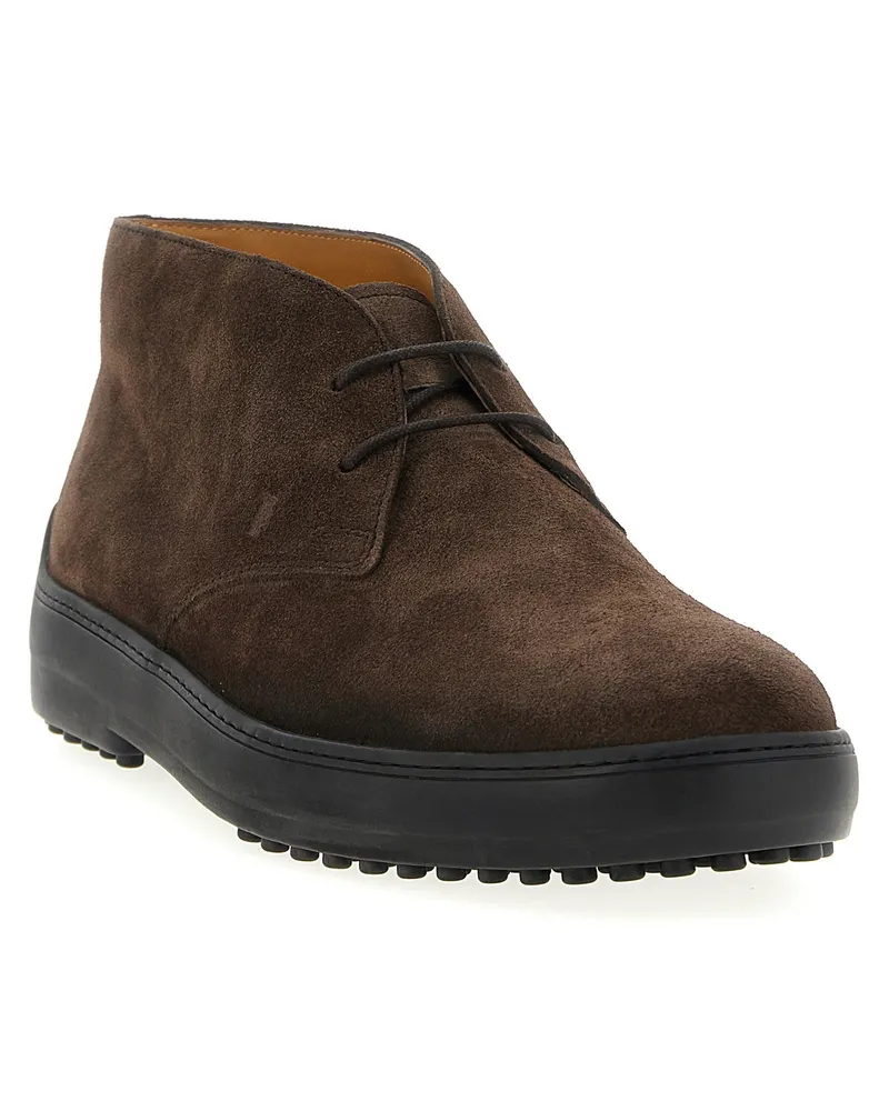 TOD'S Suede Lace-Up Boot — Brown Brown