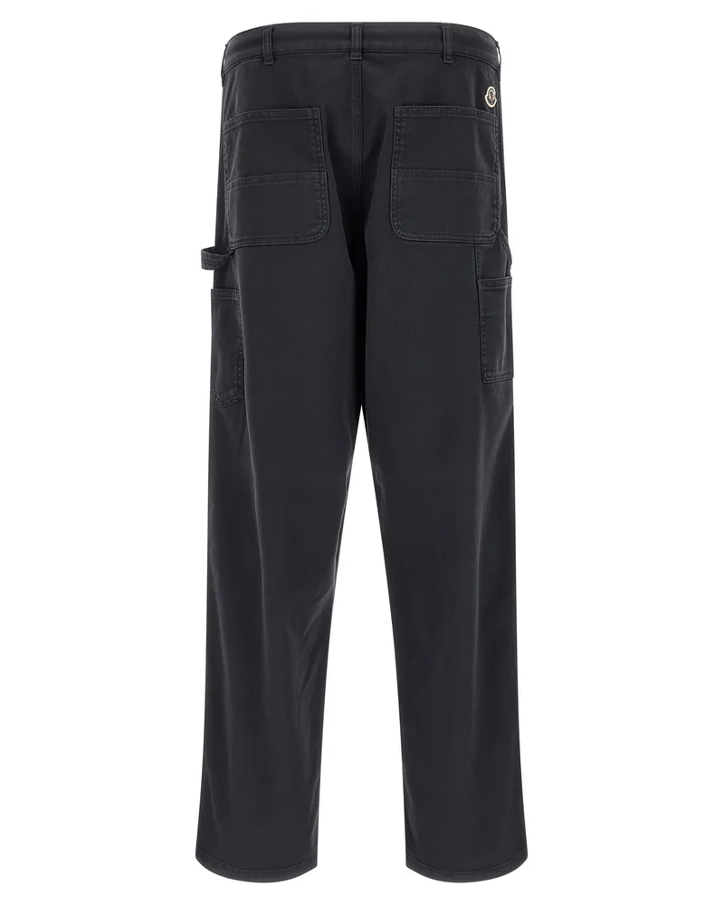 Moncler Men's Blue Cotton Cargo Pants Black
