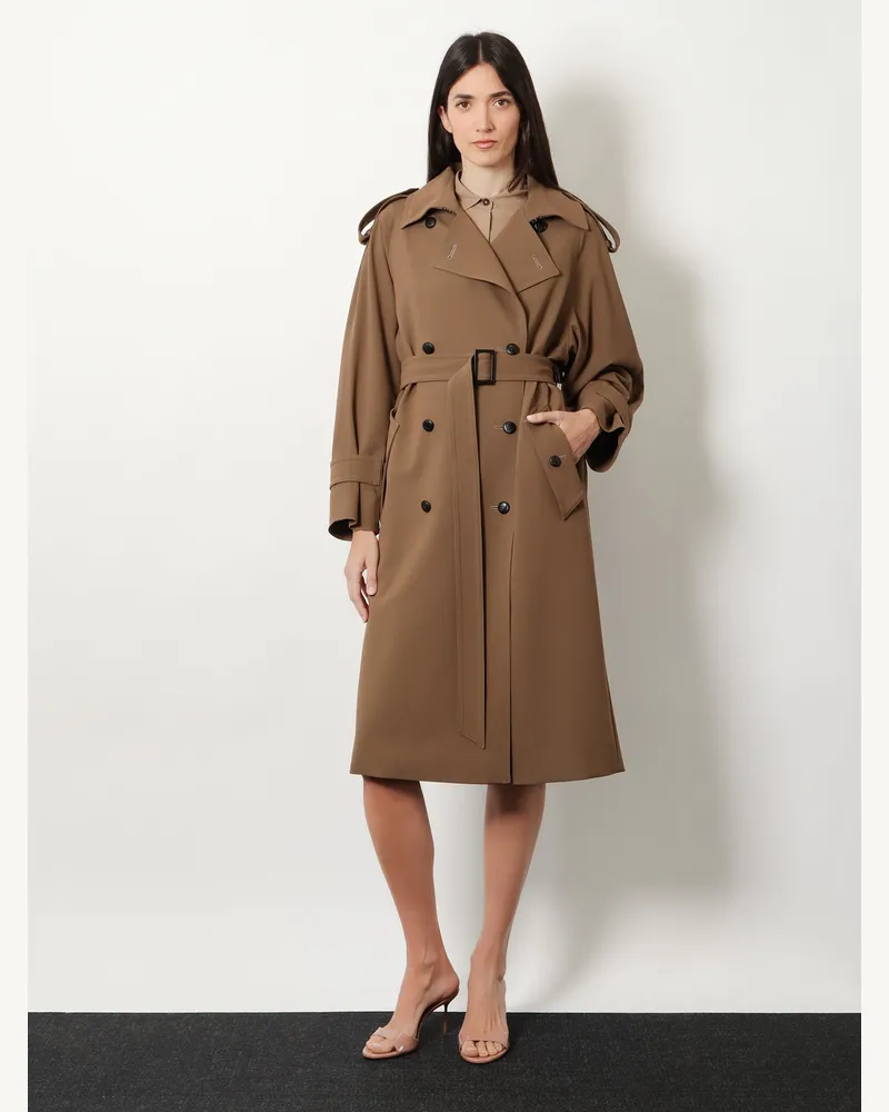 Max Mara Women's Trench Coat Mxmcerto Virgin Wool Brown & Raincoats Brown