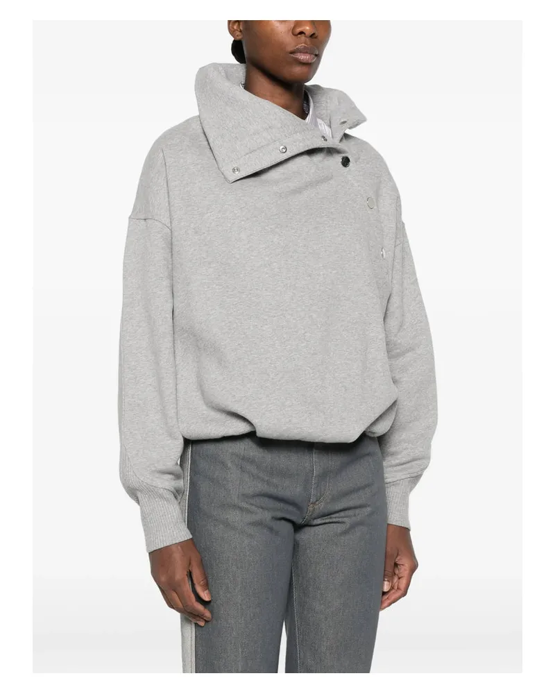SPORTMAX Asymmetric High Neck with Press-Stud Fastening Sweater — Gray Gray