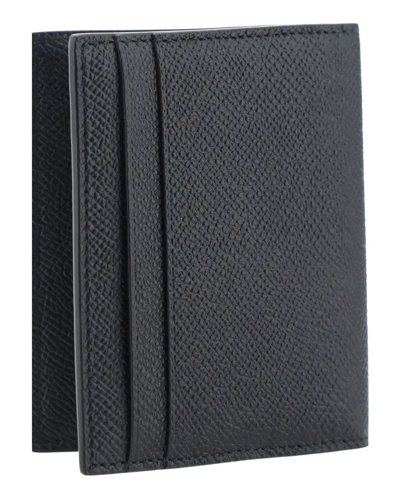 Ferragamo Men's Revival Card Holder Black Calf Leather Bos Taurus Wallet Black