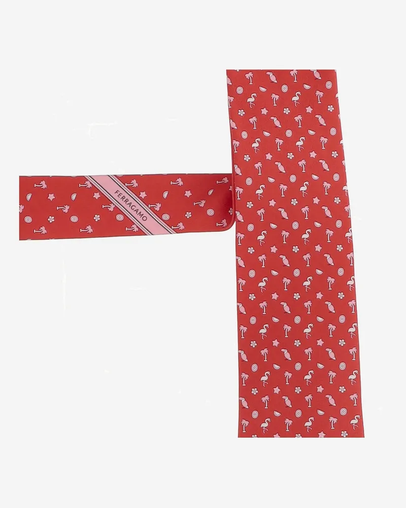 Ferragamo Men's Silk Tie Red Ties & Bow Red