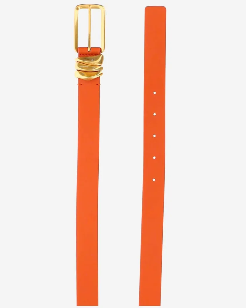Bottega Veneta Women's Belt Metal Loops Orange Leather Orange
