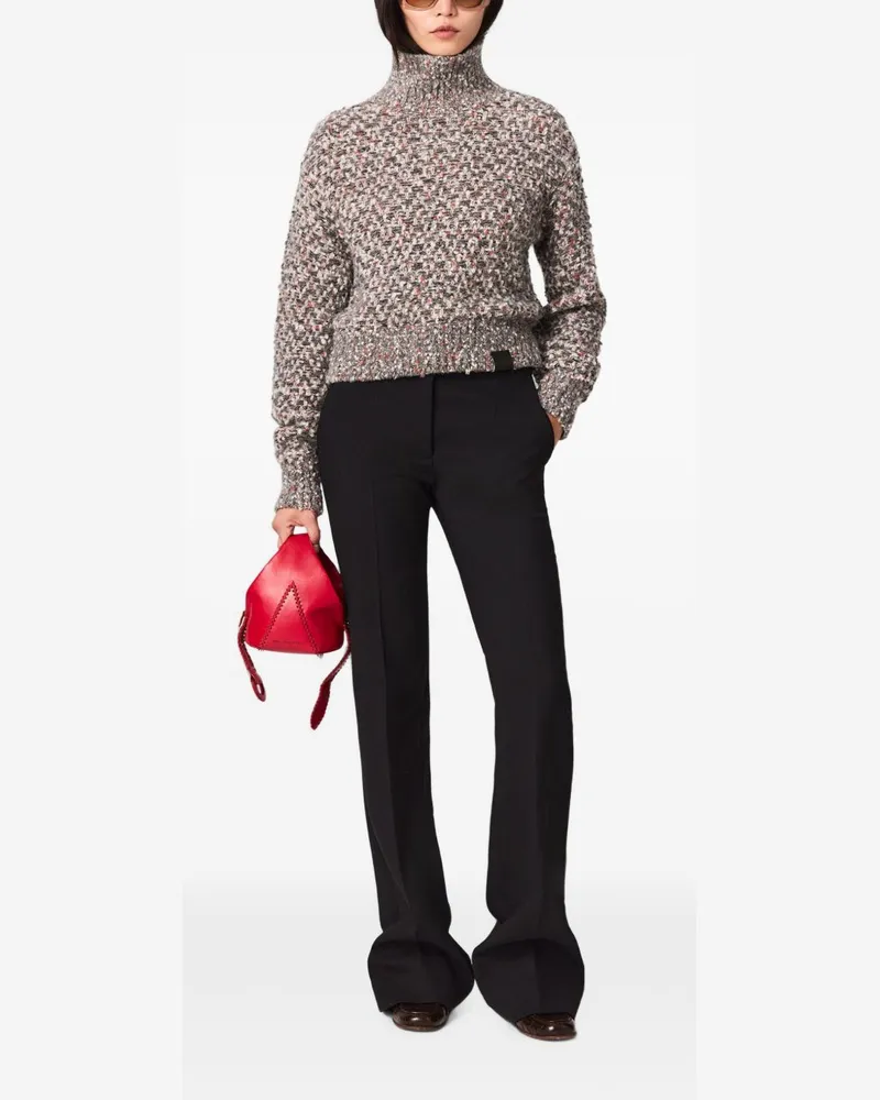 Stella McCartney Textured Knit Wool Blend Sweater — Grey Grey