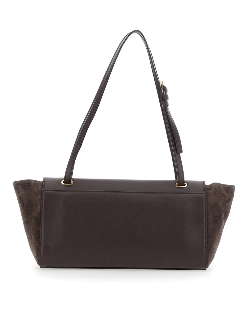 SAVETTE Suede and Leather Crossbody Bag — Brown Brown
