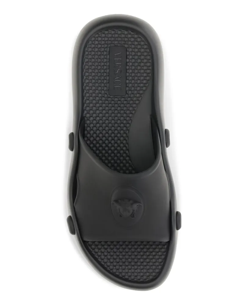 Versace Men's Rubber Slides Nettuno Black Sandal Black