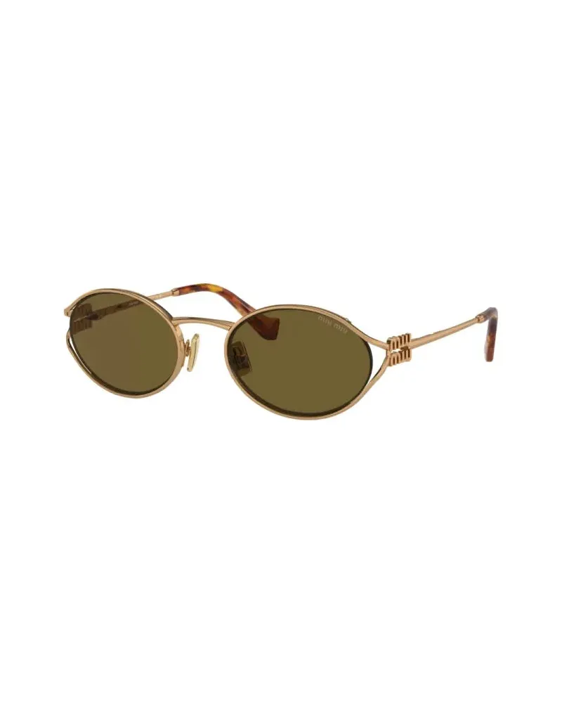 Miu Miu SMU52YC054E7OE Oval Metal Frame Sunglasses — Gold Gold