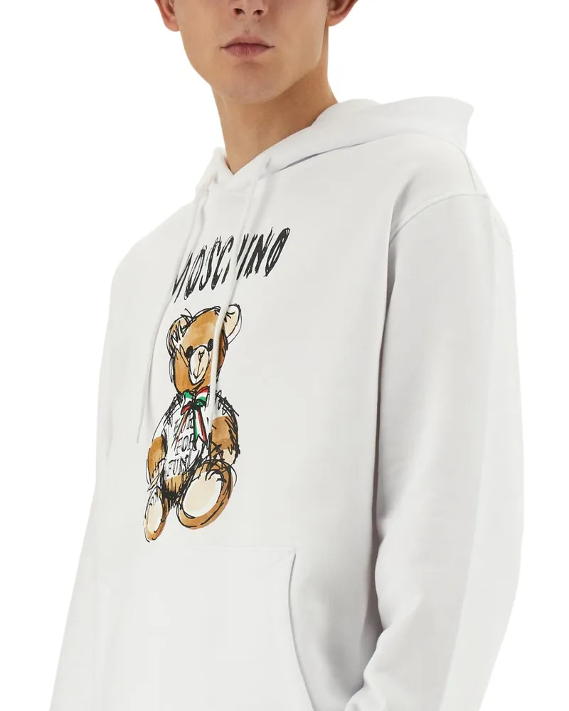 Moschino Teddy Print Cotton Sweatshirt — White White