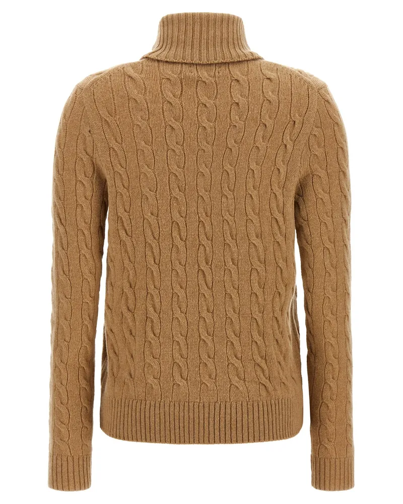 Ralph Lauren Cable-Knit Wool-Cashmere Blend Sweater — Camel Camel