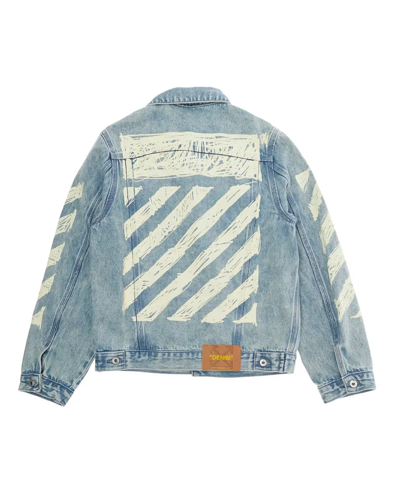 OFF-WHITE Diagonal-Striped Denim Jacket — Blue Blue