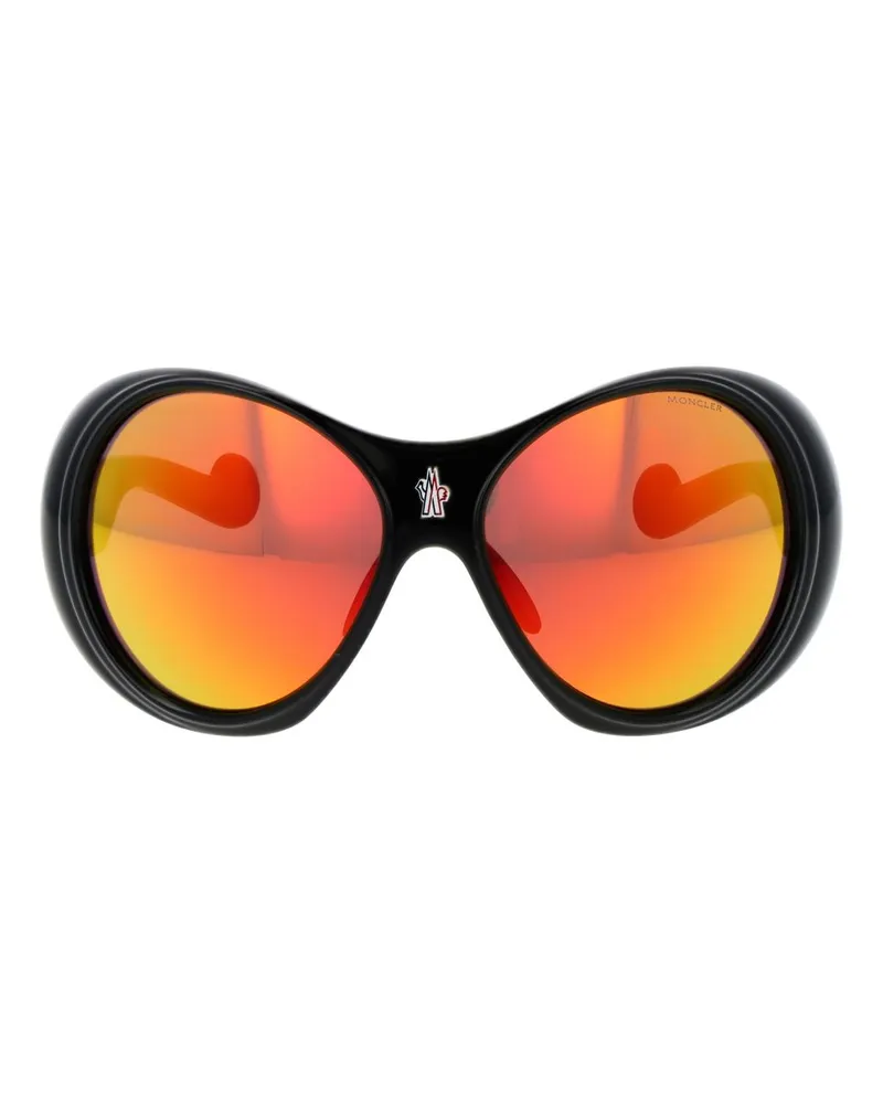 Moncler MO-1044369 Mirrored Oval Sunglasses — Black Black