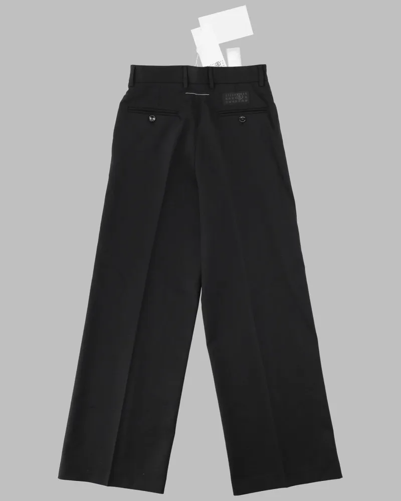 Maison Margiela Wide-Leg Straight-Cut Wool Blend Trousers — Black Black