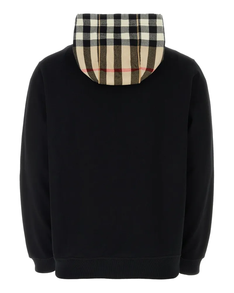 Burberry Checked Hood Sweatshirt — Black Black