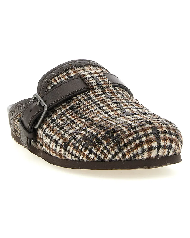 Brunello Cucinelli Women's Brown Alpaca Leather Clogs Shoe Brown