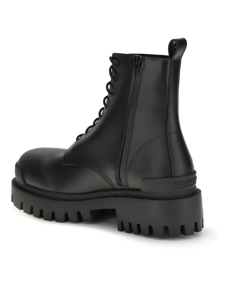 Balenciaga Men's Strike Lace-Up Boots Black Upper Calf Suede Black