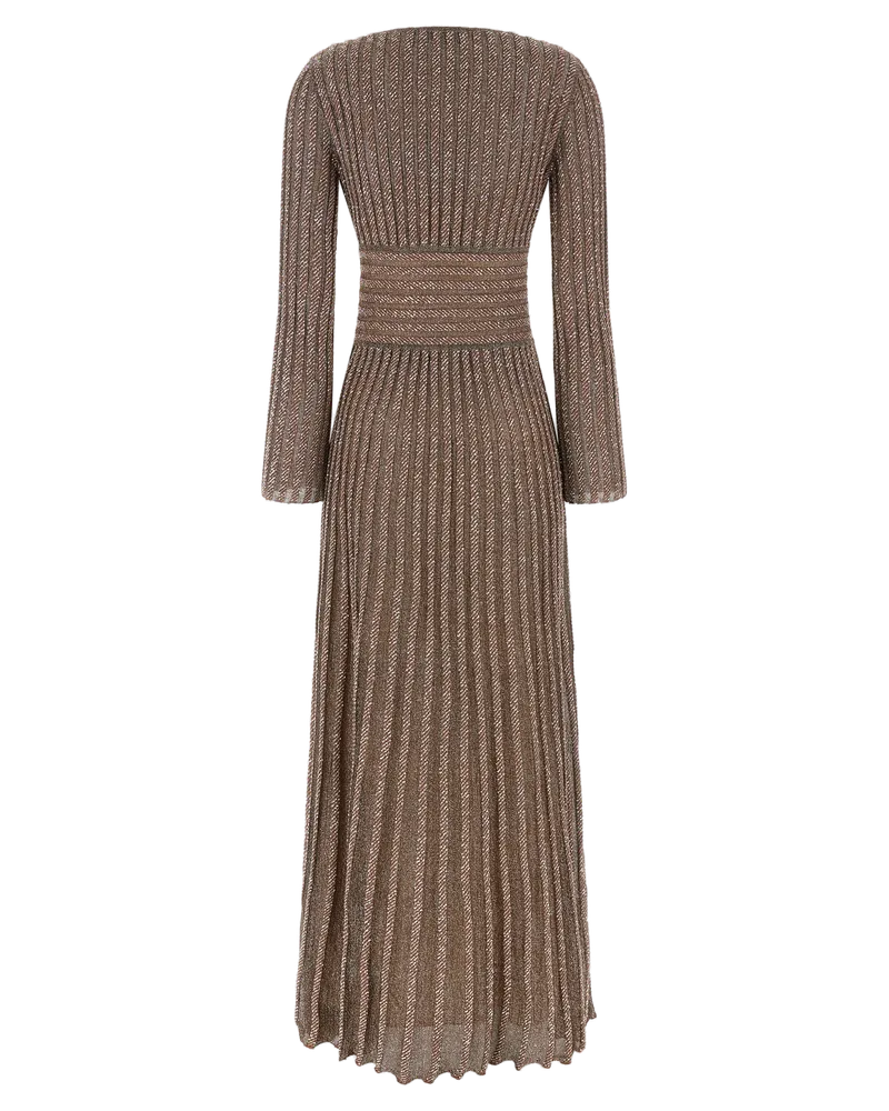 Missoni Pleated Viscose Dress — Bronze Bronze