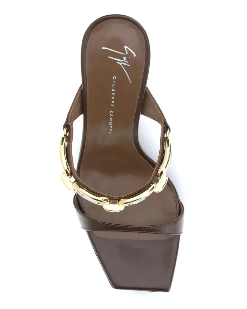Giuseppe Zanotti Women's Leather Mules Hot Brown Calf Sandal Brown
