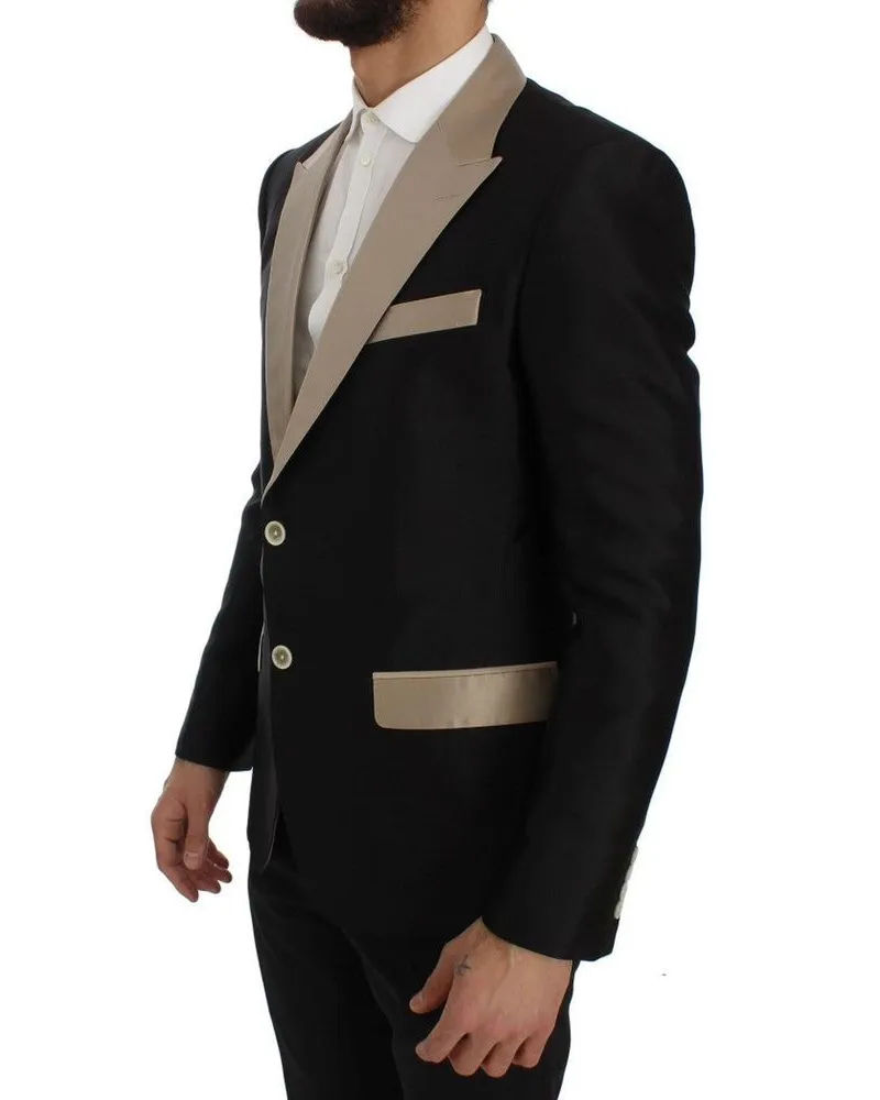 Dolce & Gabbana Men Black Silk Blazer Clothing Black