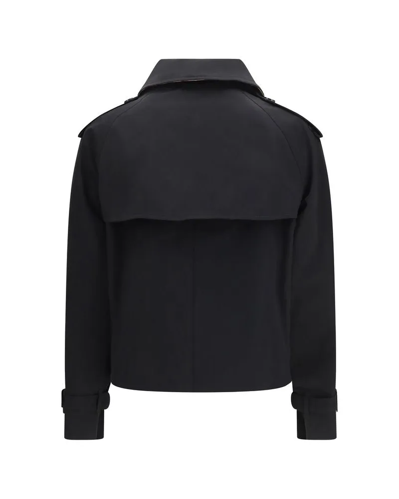 Burberry Women's Black Cotton Trench Coat Clothing Black