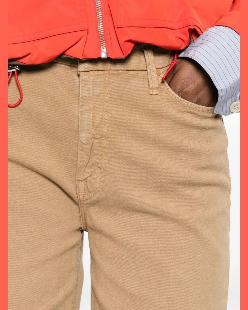 Mother Wide-Leg Denim Jeans — Beige Beige
