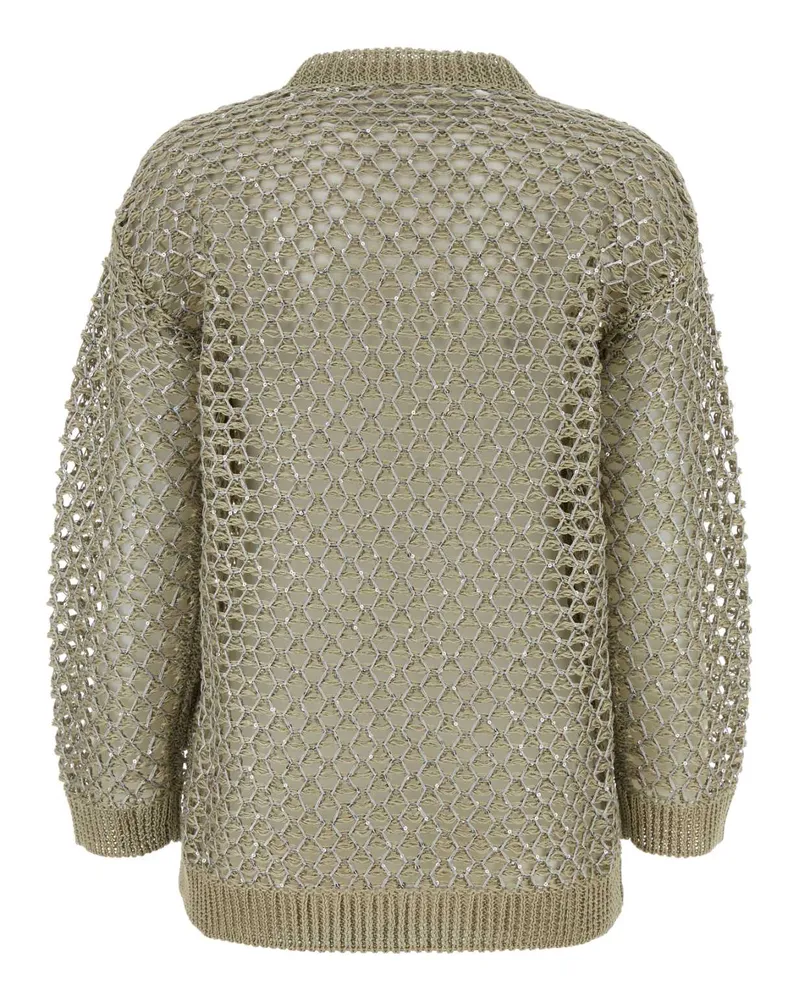 Valentino Garavani Women's Embellished Crochet Sweater Ecrusilver Exterior: Linen Polyester Maglieria Beige