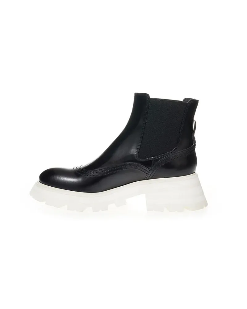 Alexander McQueen Women's Black Leather Chelsea Boots Black