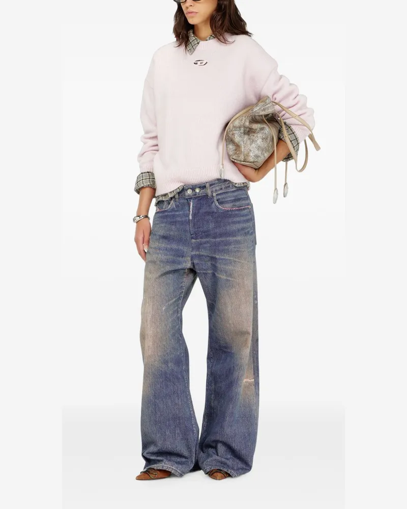 Diesel Logo Wool Blend Sweater — Pink Pink