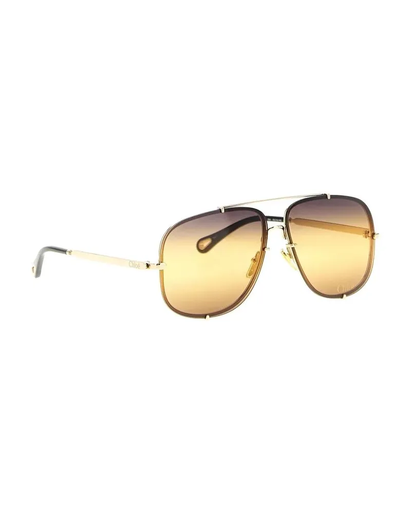 Chloé CH0348S004 Gradient Lens Aviator Sunglasses — Gold Gold