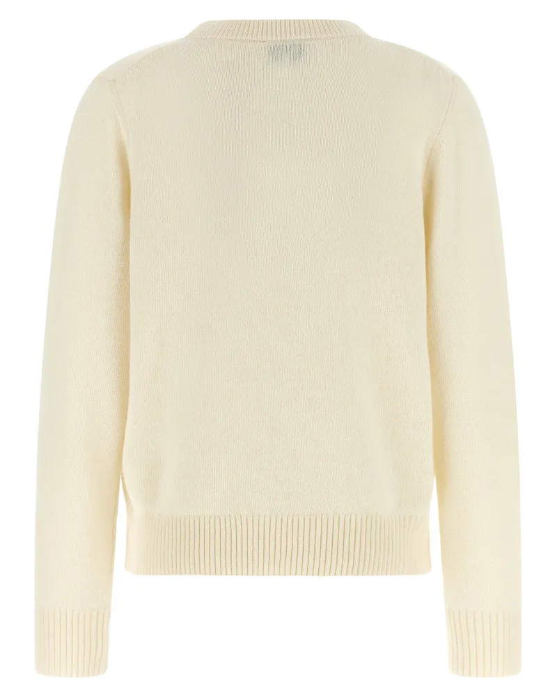 Ganni Intarsia Logo and Bear Graphic Sweater — Cream Cream