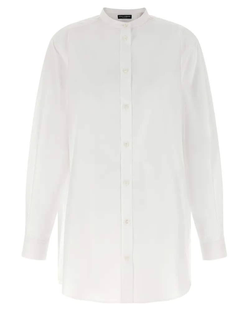 Dolce & Gabbana Cotton Poplin with Patterned Silk Scarf Shirt — White White