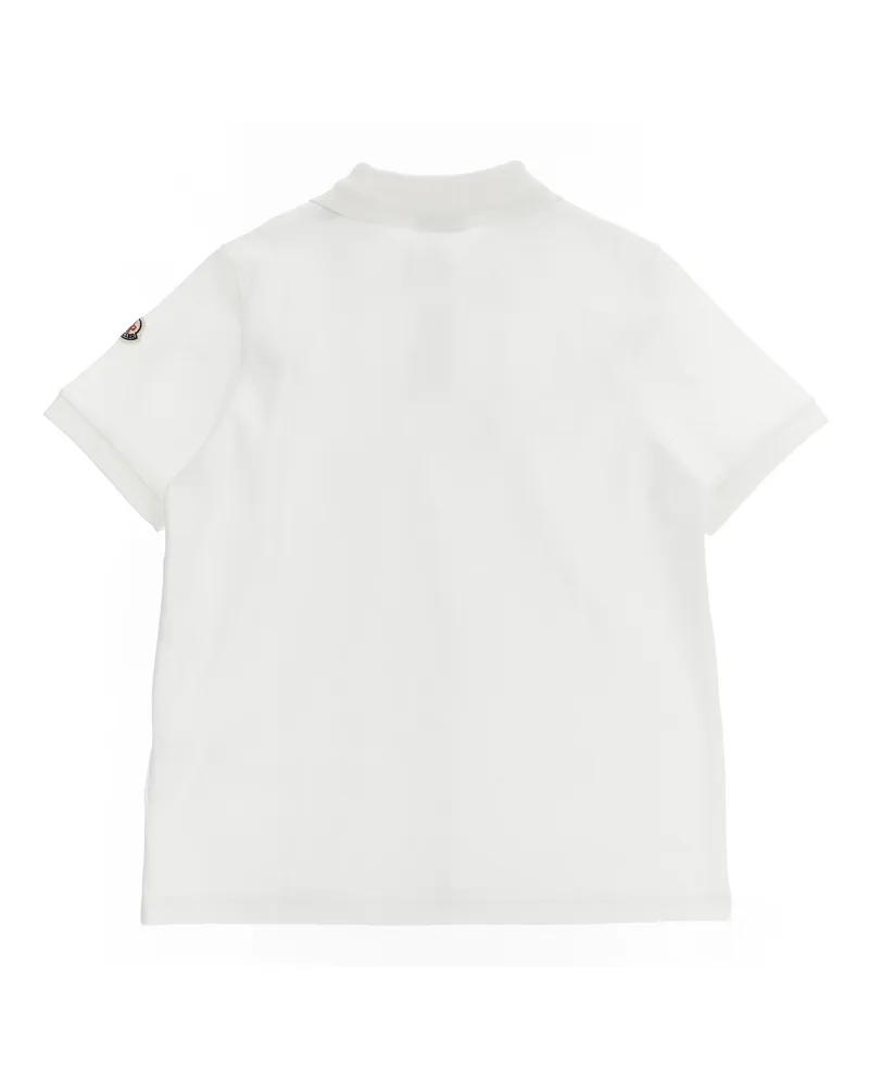 Moncler Logo Grosgrain Polo Shirt — White White