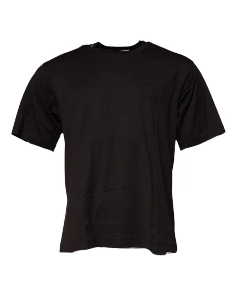 Dolce & Gabbana Logo Cotton Crew Neck T-Shirt — Brown Brown