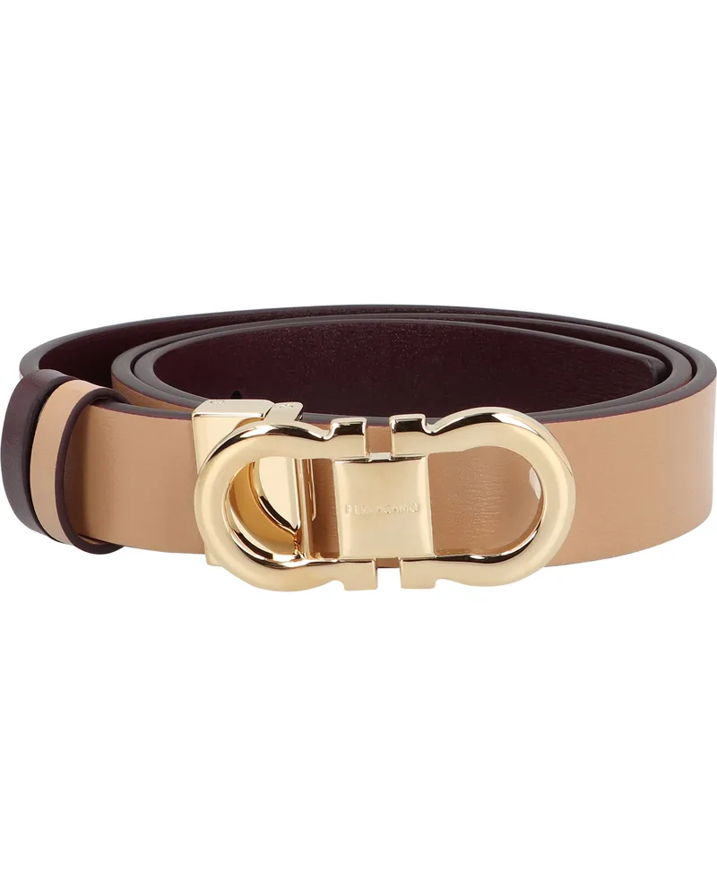 Ferragamo Women's Gancini Reversible Leather Belt Brown Calf Brown