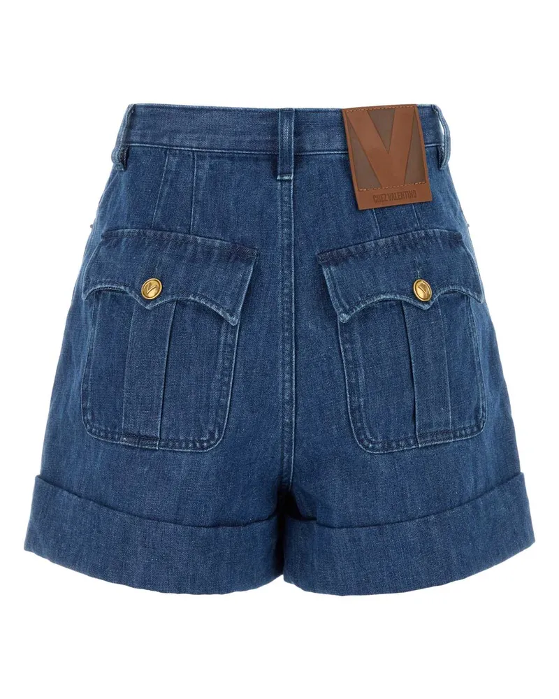 Valentino Garavani Women's Denim Shorts Mediumbluedenim Exterior: Cotton Linen Blue