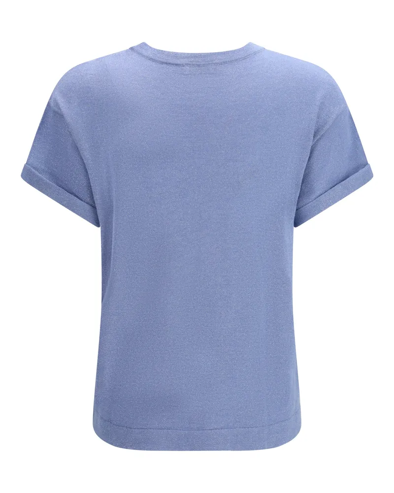 Brunello Cucinelli Women's Cashmere Glitter T-Shirt Blue Dusk T-Shirts And Polos Blue