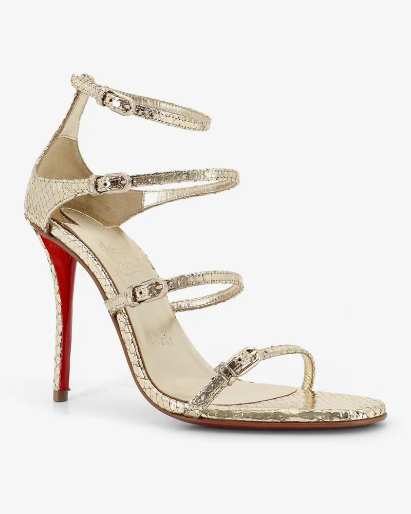 Christian Louboutin Women's Sandals Millenium 100 Python Leather Gold Gold