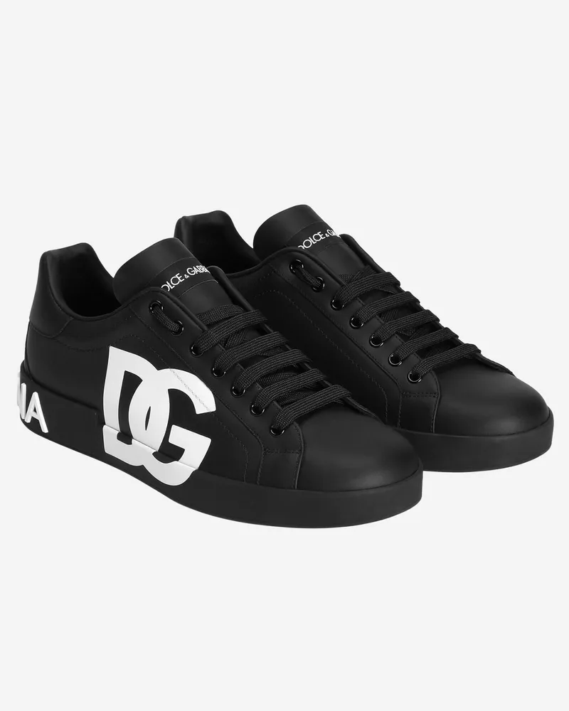 Dolce & Gabbana Men's Sneakers Portofino Leather Black Trainers Black