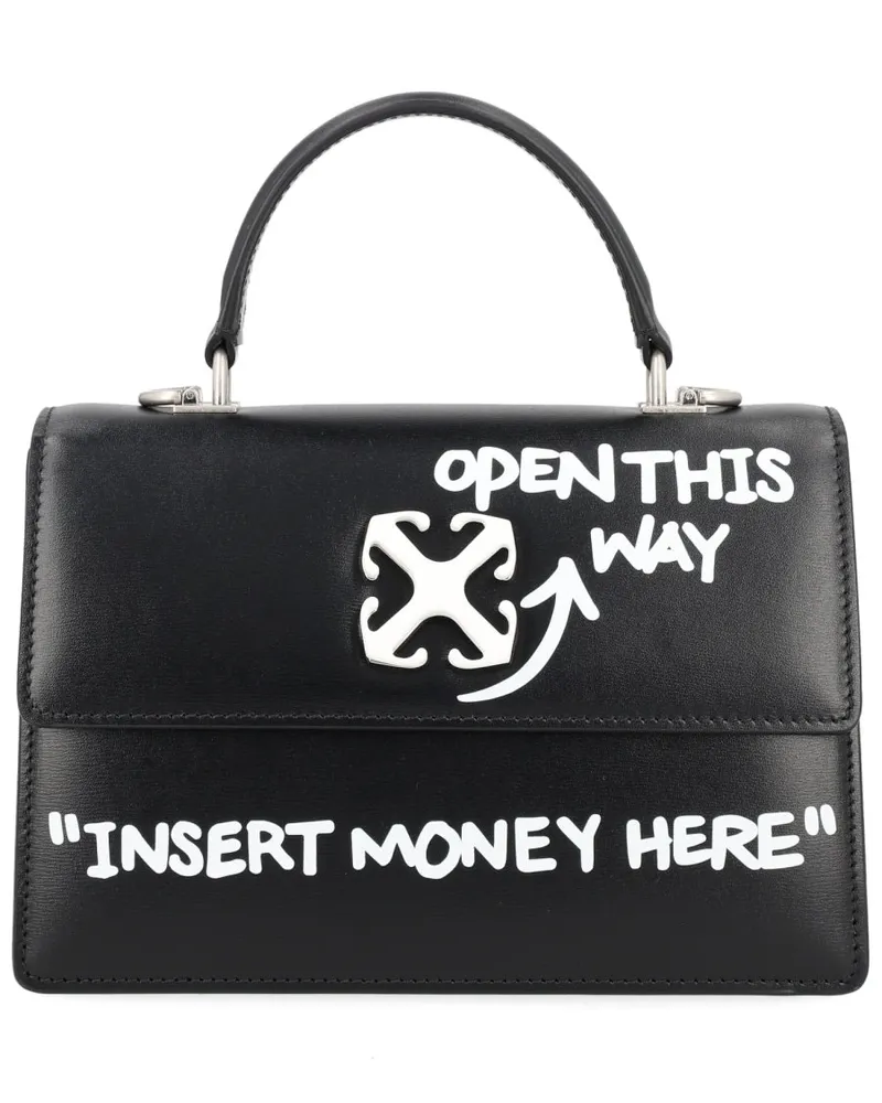 OFF-WHITE Women's Handbag Jitney 1.4 Black Calf Leather Handbags Hand Bags Black