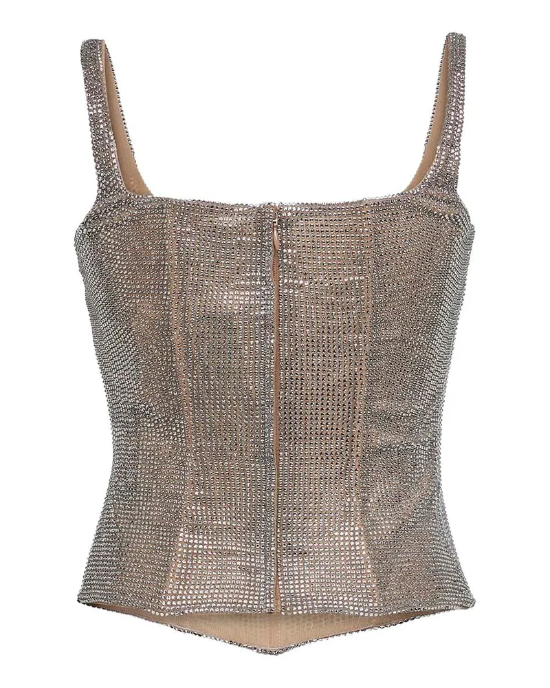 Giuseppe di Morabito Women's Silver Crystal Bustier Top Polyamide Tops Silver