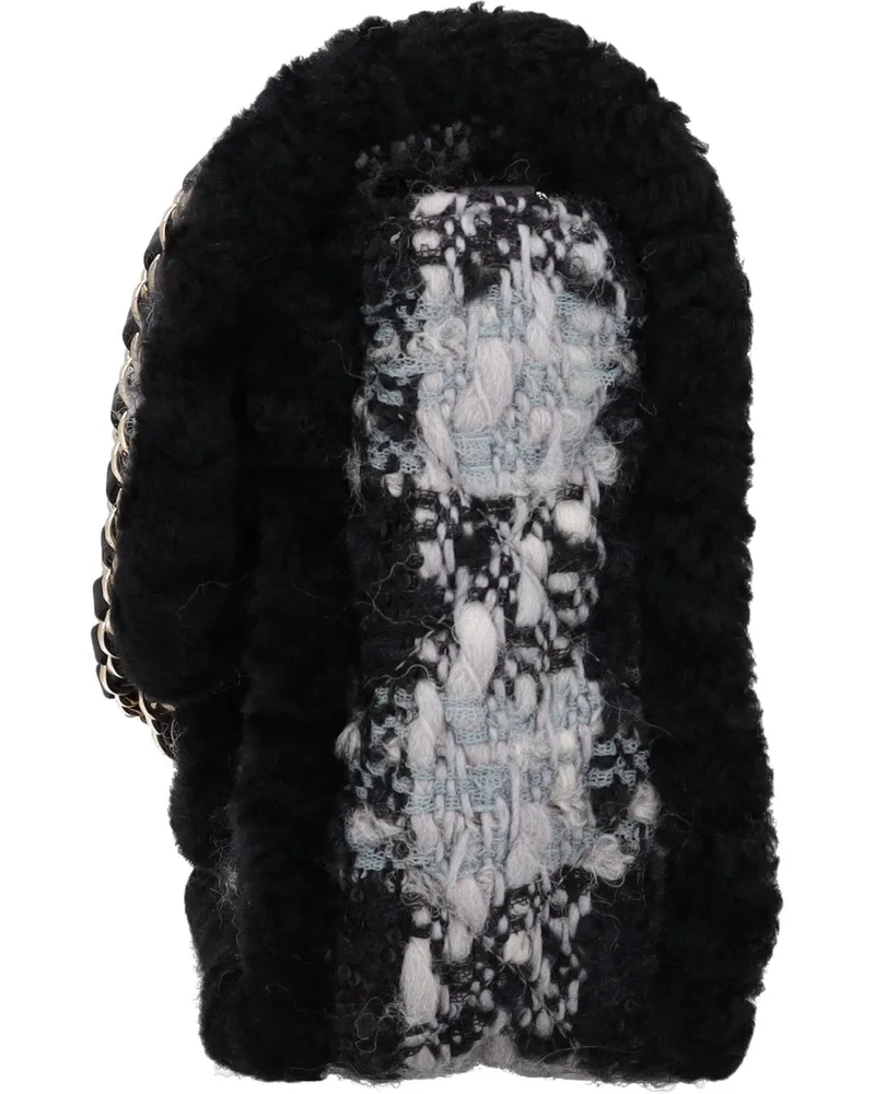 Chanel Tweed and Shearling Flap Bag — Black, White and Gray Black