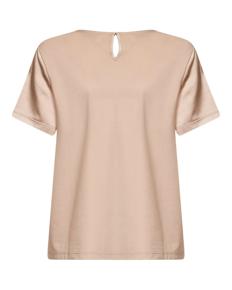 Max Mara Satin Crewneck T-Shirt — Pink Pink